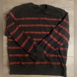 ATM black Cotton crew neck with bergundy stripes crew neck sweater